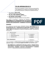 Acta de Aprobacion Mejoramiento de La Infraestructura Vial