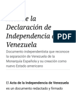 Acta de La Declaración de Independencia de Venezuela - Wikipedia, La Enciclopedia Libre