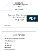 Syntax: The Sentence Patterns of Language: 01:615:201 Introduction To Linguistic Theory