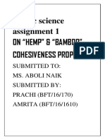 Fabric Science Assignment 1 On "Hemp" & "Bamboo" Cohesiveness Property