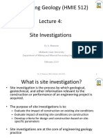 Engineering Geology (HMIE 512) Site Investigations