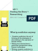 Week 1: Finding The Story + Researching: ENG: 3217 Creative Nonfiction