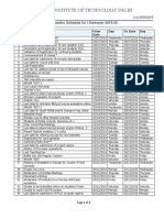 Indian Institute of Technology Delhi: Semester Schedule For I Semester 2019-20