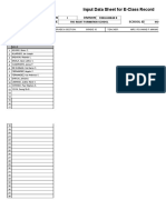 Input Data Sheet For E-Class Record: Region Division School Name School Id