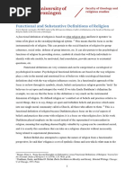 Functional and Substantive Definitions of Religion PDF