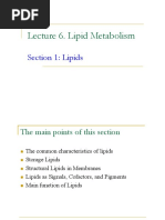 Lecture 6. Lipid Metabolism: Section 1: Lipids