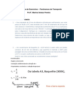 Lista 5 - Prova 2 - Isolamento Térmico