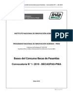 INIA Bases Del Concurso Becas para Pasantías - Convocatoria #1 - Año 2019