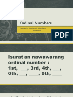 Ordinal Numbers: Prepared By: Emelene L. Magallano Teacher III