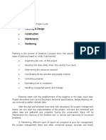 Learning Acquired: Planning & Design Construction Maintenance Monitoring