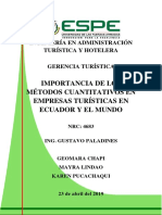 Importancia de Los Métodos Cuantitativos en Empresas Turísticas