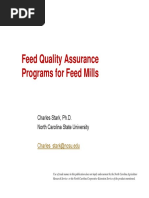 Feed Quality Assurance Programs For Feed Mills: Charles Stark, Ph.D. North Carolina State University