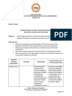 Position Paper Regarding Federalism