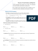 Measures of Central Tendency and Dispersion