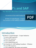 An Overview of The World's Leading ERP System JR Batek, IT Audit Manager - Cooper Industries Tim Guerinot, Sr. SAP Staffing Consultant - Whitaker IT