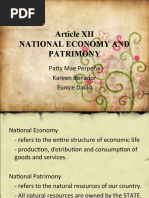 Article XII National Economy and Patrimony: Patty Mae Perpeňa Kareen Bonador Eunice Daulo