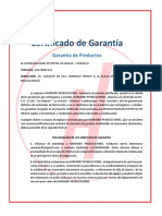 Certificado de Garantia de Equipo de Sonido