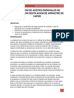 Extraccion de Aceites Esenciales de Eucalipto Por Destilacion de Arrastre de Vapor