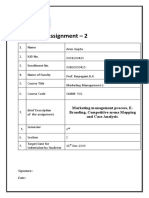 Assignment - 2: Marketing Management Process, E-Branding, Competitive Arena Mapping and Case Analysis