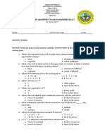 Fourth Quarterly Exam in Mathematics 7: Multiple Choice