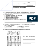 Avaliação Trimestral Artes e Ens Religioso - Setembro 2015