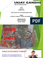 Bed 2018-20 Semester-1 Education in Contemporary India Topic Student Unrest-Causes and Remedies Presented by Sarita Sharma Reenu James