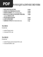 Attachments For Equivalents Record Form: Teacher Ii