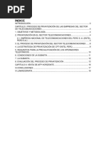 El Proceso de Privatización de Las Empresas Compañía Peruana de Teléfonos Del Perú S