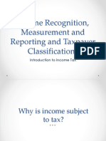 Income Recognition, Measurement and Reporting and Taxpayer Classifications