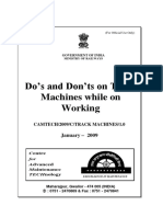 Handbook On Dos & Donts On Track Machines While On Working