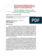 UNIDAD DIDÁCTICA DE BALONMANO PARA Secundaria