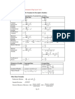 TABLE 20: Formulas For Descriptive Statistics: Basic Moments Population Data Sample Data