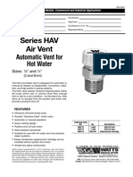 Series HAV Air Vent Automatic Vent For Hot Water Specification Sheet