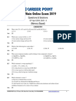 JEE Main Online Exam 2019: Questions & Solutions (Memory Based)