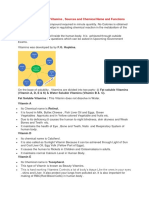 Vitamins, Types of Vitamins, Sources and Chemical Name and Functions