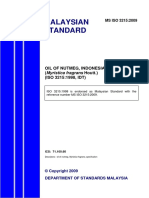 Malaysian Standard: Oil of Nutmeg, Indonesian Type (Myristica Fragrans Houtt.) (ISO 3215:1998, IDT)