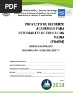 Primera Prueba de Avance de Ciencias Naturales-Segundo Año de Bachillerato 2019 PDF