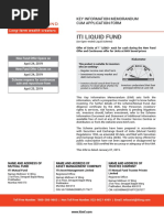 Iti Liquid Fund: Key Information Memorandum Cum Application Form