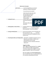 Table Service Procedure