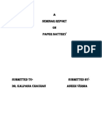 A Seminar Report On Paper Battery