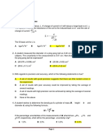 L Di DT: Measurements Practise Questions Multiple-Choice Question