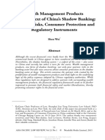 Wealth Management Products in The Context of China's Shadow Banking: Systemic Risks, Consumer Protection and Regulatory Instruments