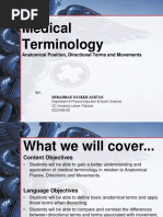 Medical Terminology: Anatomical Position, Directional Terms and Movements