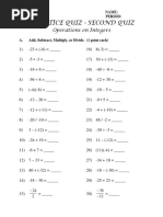 QUIZ - Second Quiz Operations On Integers