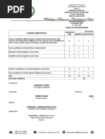 Table of Specifications: Learning Competencies Behavioral Objectives Instructional Days