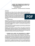 Factors That Justify The Transition of Open Pit To Underground Mining and A Short Analysis of The Chuquicamata Mine