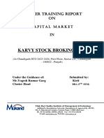 Karvy Stock Broking LTD.: Summer Training Report ON