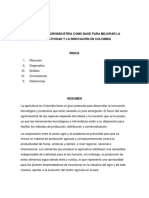 Ensayo La Agroindustria Como Base para Mejorar La Productividad y La Innovación en Colombia