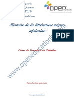 Histoire de La Littérature Négro - Africaine Cours de Seconde Et de Première