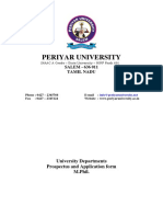 Periyar University: University Departments Prospectus and Application Form M.Phil